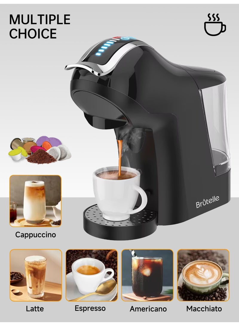 بريتيل 4 في 1 ماكينة قهوة اسبريسو ١٩ بار استخلاص ساخن وبارد خزان كبير شاشة لمس متوافقة مع نسبرسو دولتشي غوستو قهوة مطحونة واكياس ايسي - Image 2